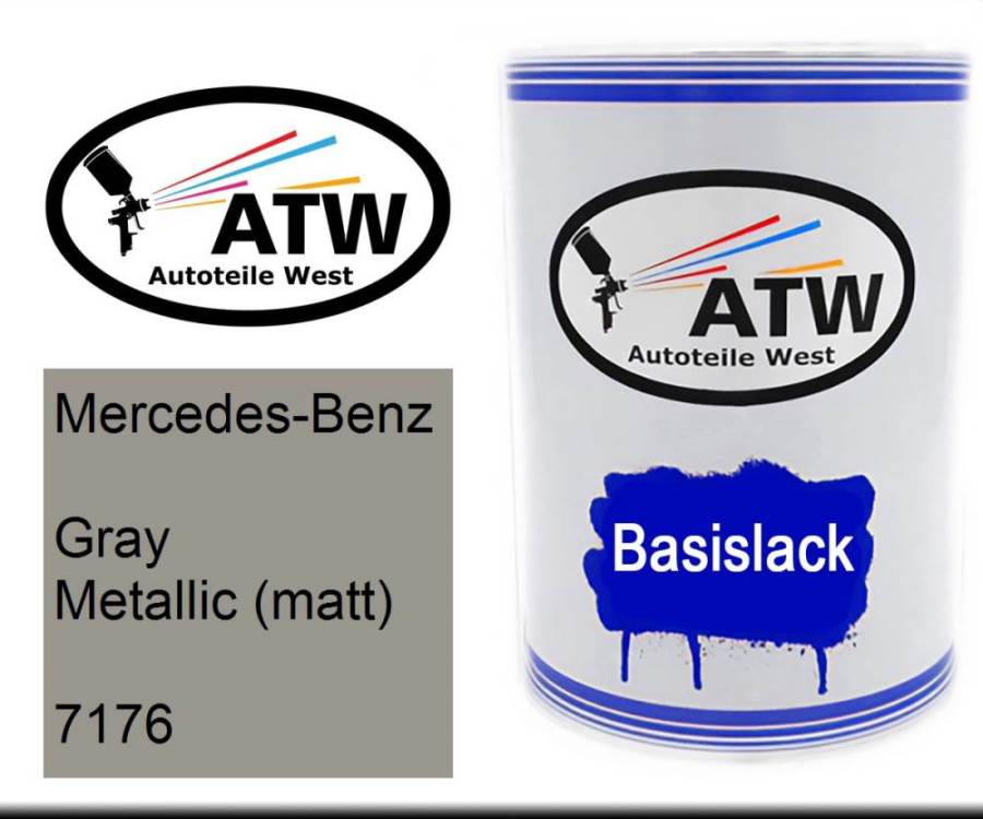 Mercedes-Benz, Gray Metallic (matt), 7176: 500ml Lackdose, von ATW Autoteile West.